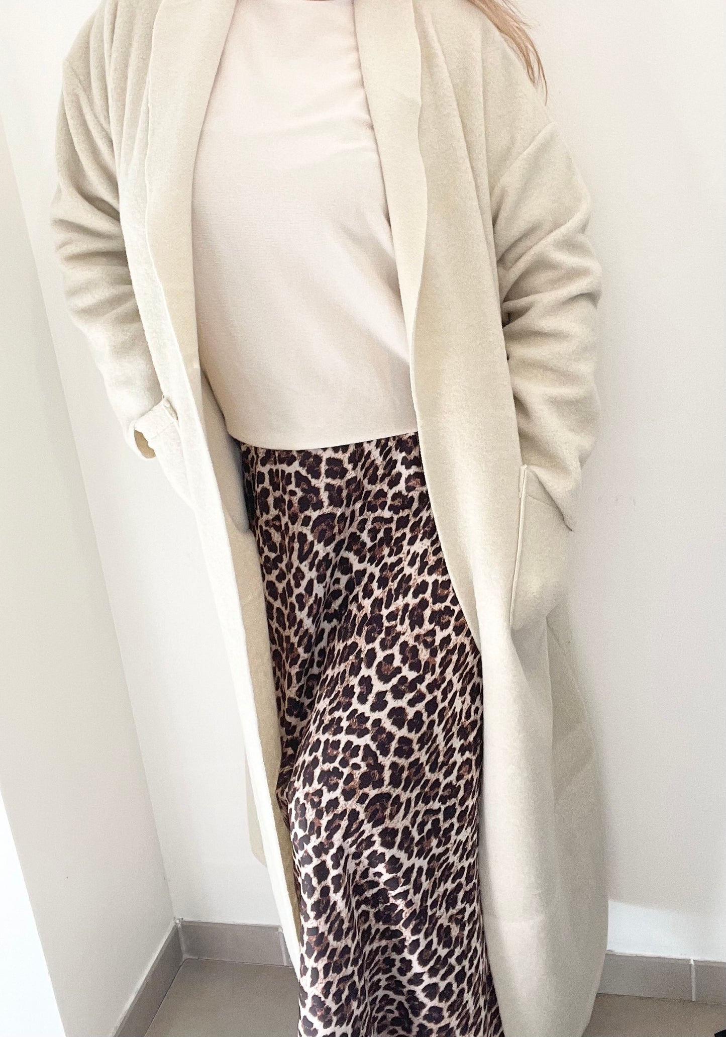 Manteau long beige Tiana