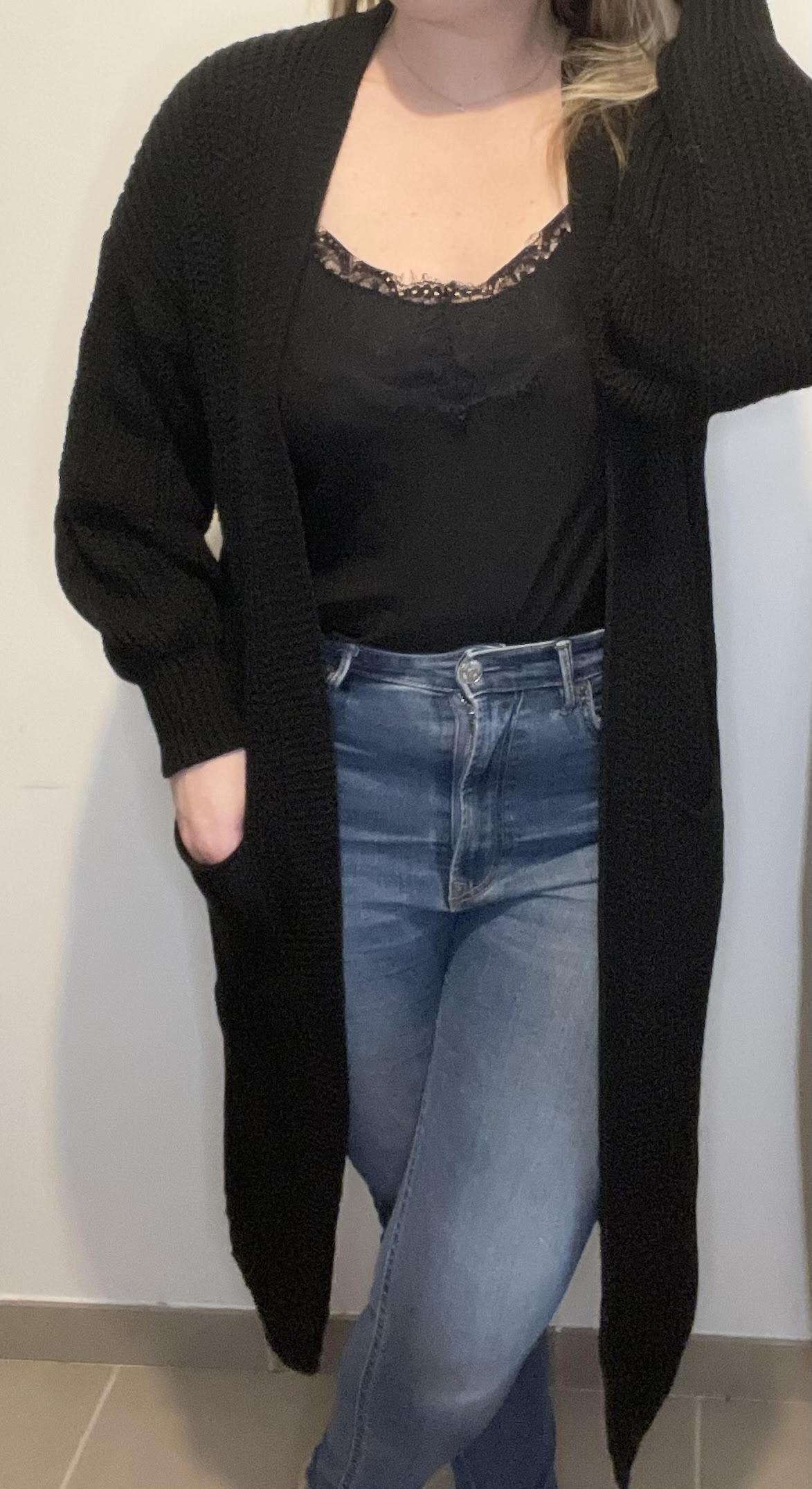 Gilet long noir Stella
